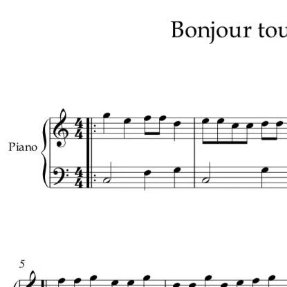 Bonjour tout va bien - Piano débutant