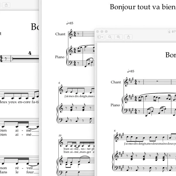 Bonjour tout va bien - Piano accompagnement + chant pour chorales
