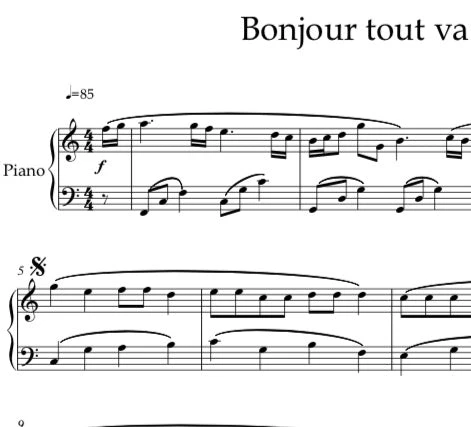 Bonjour tout va bien - piano intermédiaire