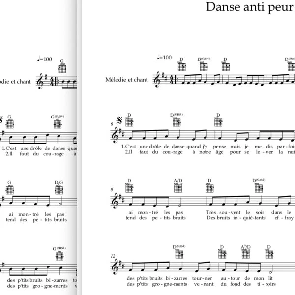 Danse anti-peur - Mélodie, texte et accords de guitare
